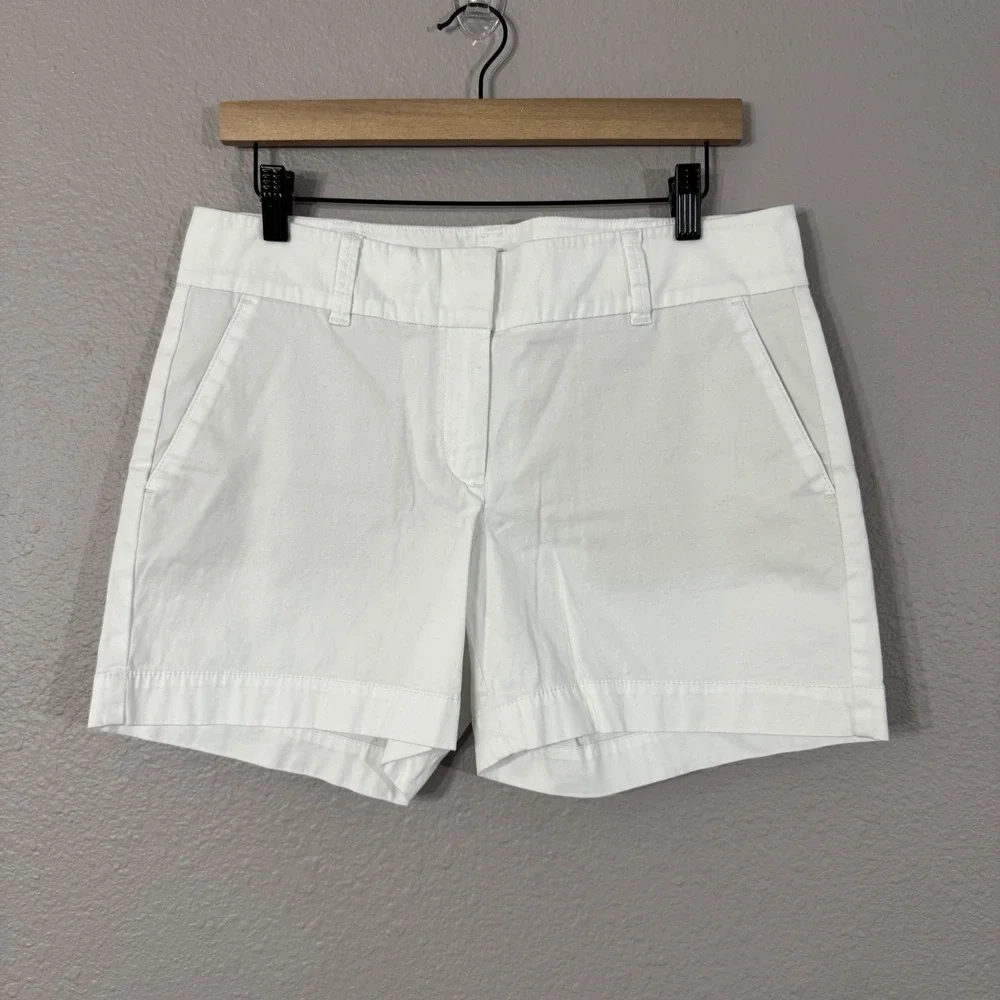 Talbots Women's Size 6 White Cotton Spandex‎ Stretch Pockets Chino Shorts